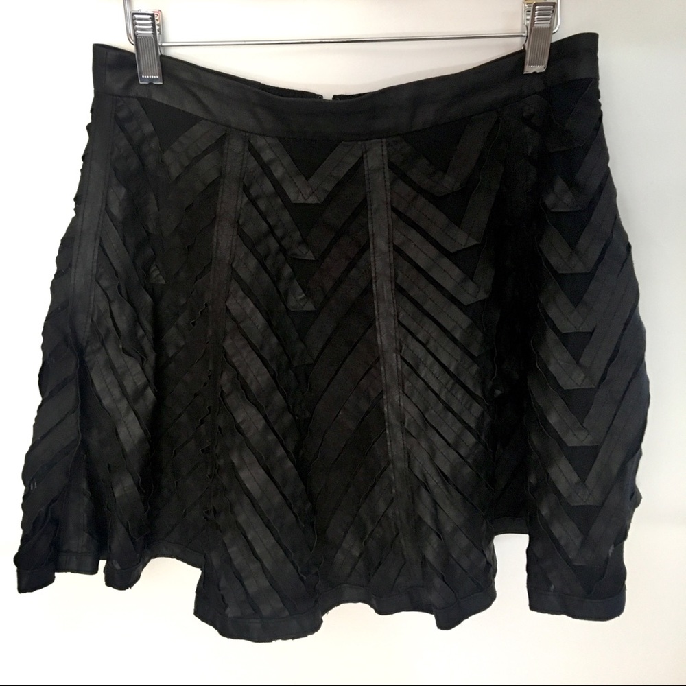 Alice + Olivia Zoe Leather Ribbon Applique Skirt
